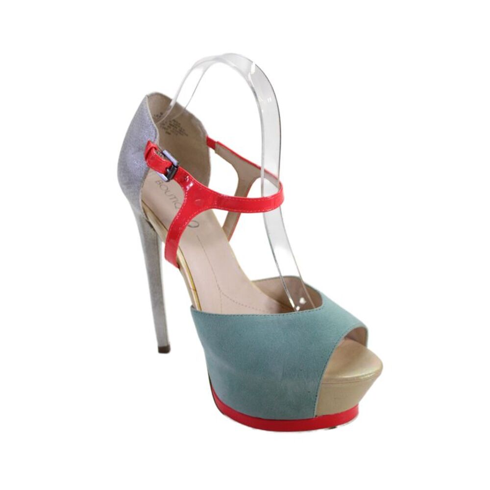 Boutique 9 Womens Suede Platform Nerissa Sandal Heels Blue Pink Size 8 Medium